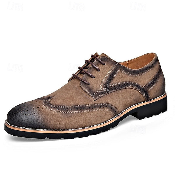 Brogue Brown Vintage Lace-Up Derby Men's Dress – Shoes FashionChic