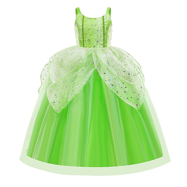 Theme Tiana Dress Bell Princess Tinker Fairytale Girl Flower FashionChic
