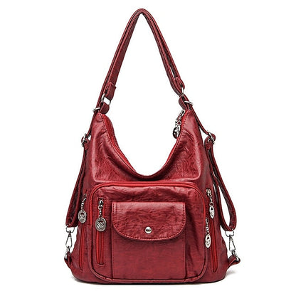 Bag - Leather Women's Faux Hobo Vintage-Style Brown FashionChic
