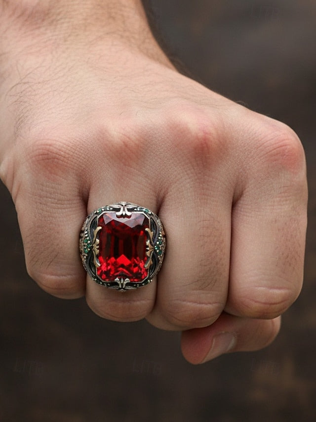 Men's Ring Alloy Gemstone FashionChic