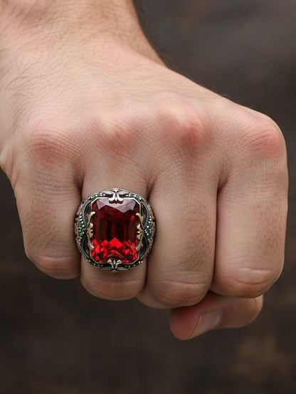 Men's Ring Alloy Gemstone FashionChic