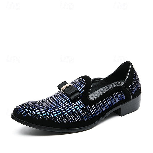 – Strap Loafers Prom and Elegant Woven Silver Men's Monk FashionChic