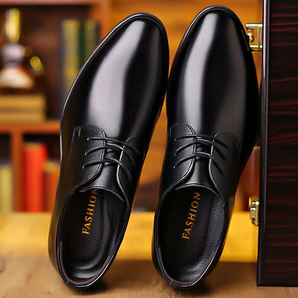 Black Derby Shoes Lace-Up Classic Formal – Men's Glossy FashionChic