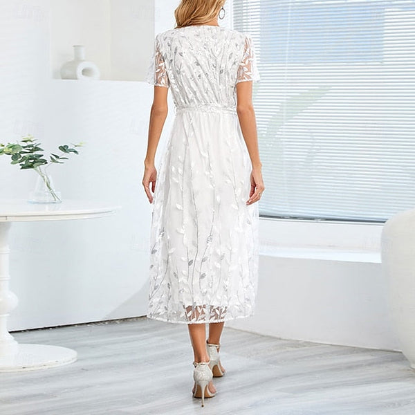 Dress Mother A-Line Bride Sequin Neck V of Elegant the FashionChic