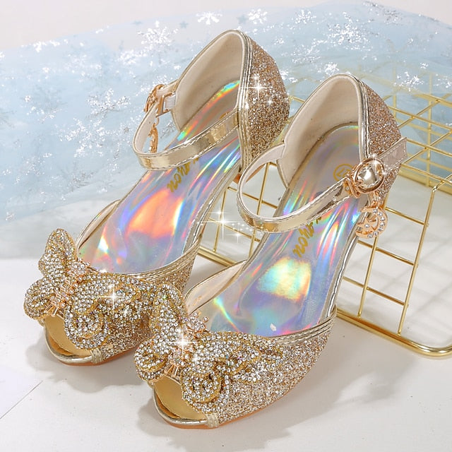 Bowknot – Glitter Sparkly Princess Silver Girls' Shoes FashionChic