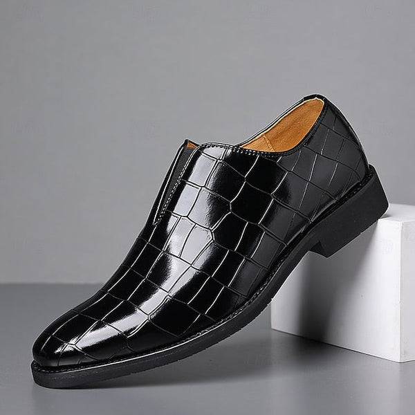 Shoes Pattern Men's Burgundy – Dress Crocodile Slip-On FashionChic