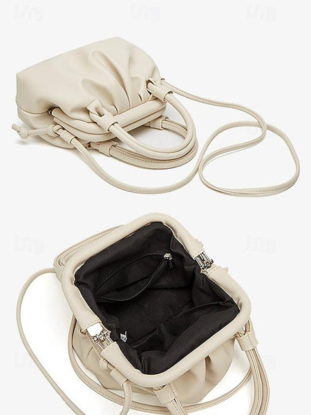 Handbag Cream Elegant with Drawstring Closure Women's – FashionChic