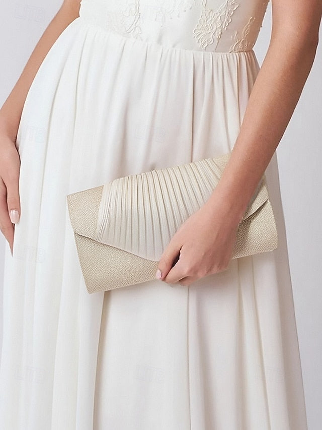 Clutch Design Champagne – Glitter Evening Bag Pleated with FashionChic