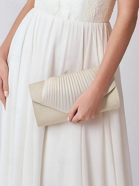 Clutch Design Champagne – Glitter Evening Bag Pleated with FashionChic