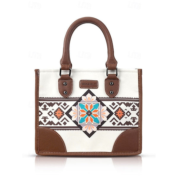 and Set Women's Ethnic Leather Faux Handbag Canvas with FashionChic