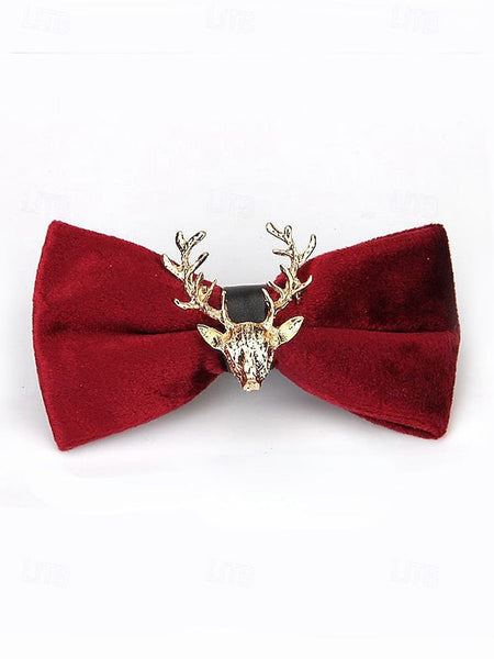 Bow Gold Men's Velvet Pin with Tie Head Deer FashionChic