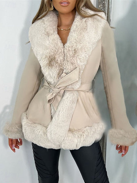 Fur Jacket Warm Women's Leather Faux Collar Breathable FashionChic