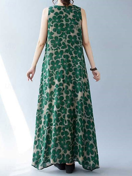 Women's Maxi Dress Cotton Blend Casual Dress Swing Dress FashionChic