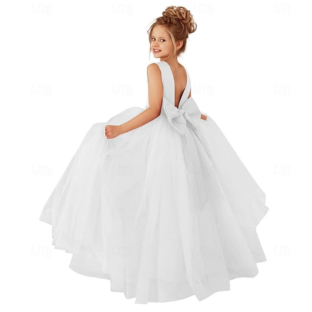 Girls' Party Solid Dress Color Flower Girl Kids FashionChic