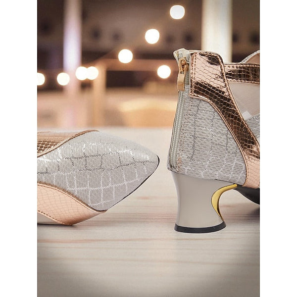 Ankle Women's Silver and Gold with Emerald Mesh Boots FashionChic