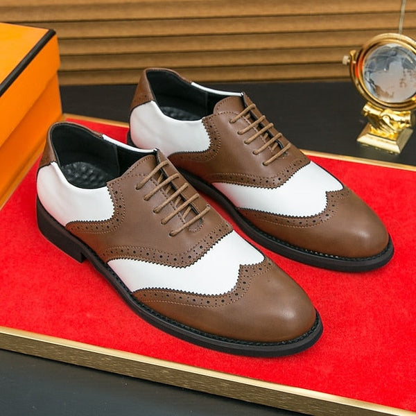 and White Oxford Shoes Brogue Men's Two-Tone in Wingtip FashionChic