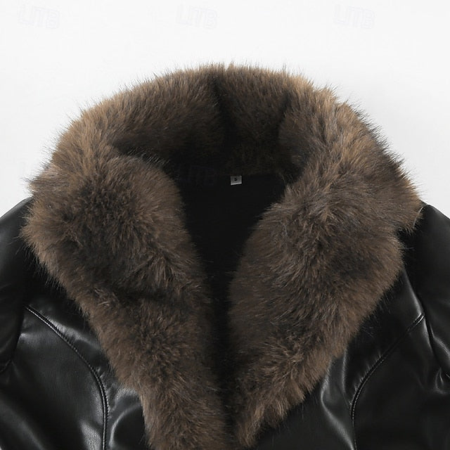 Jacket Warm Comfortable Women's Buttons Fur Casual Collar FashionChic