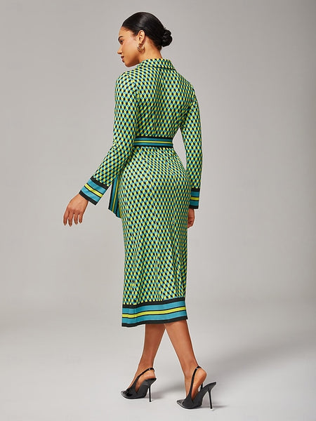 3D Geometric Stretchy Wrap Dress