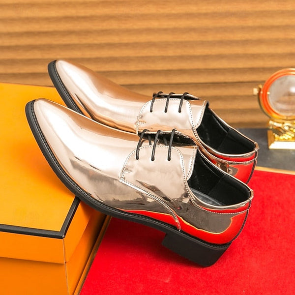 for Formal Green Glossy Men Lace-Up Shoes Patent Leather – FashionChic