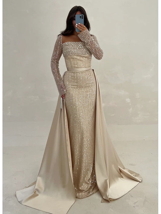 Gown Formal Evening Dress Elegant A-Line Guest Wedding Floor FashionChic