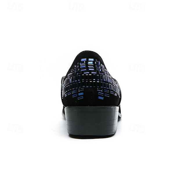 – Strap Loafers Prom and Elegant Woven Silver Men's Monk FashionChic