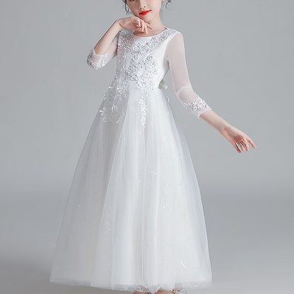 Kids Long Girls' Flower Dress Floral Sleeve Girl FashionChic