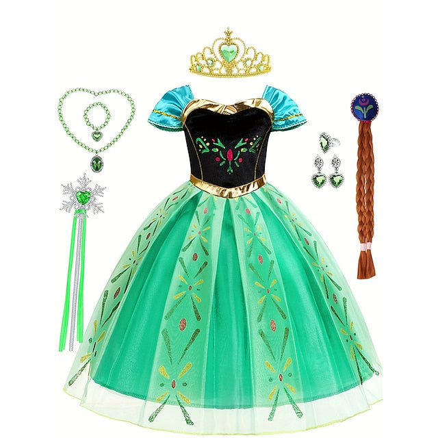 Frozen Dress Princess Girl Theme Anna Flower Fairytale Party FashionChic