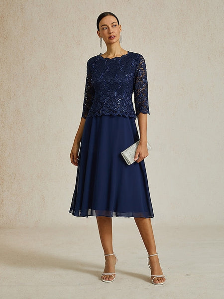 Women's Midi Dress Chiffon Dress Elegant Wedding Guest FashionChic