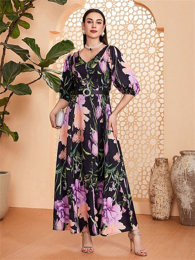 Mother Dress Neck Length of Elegant V the A-Line Bride Floor FashionChic