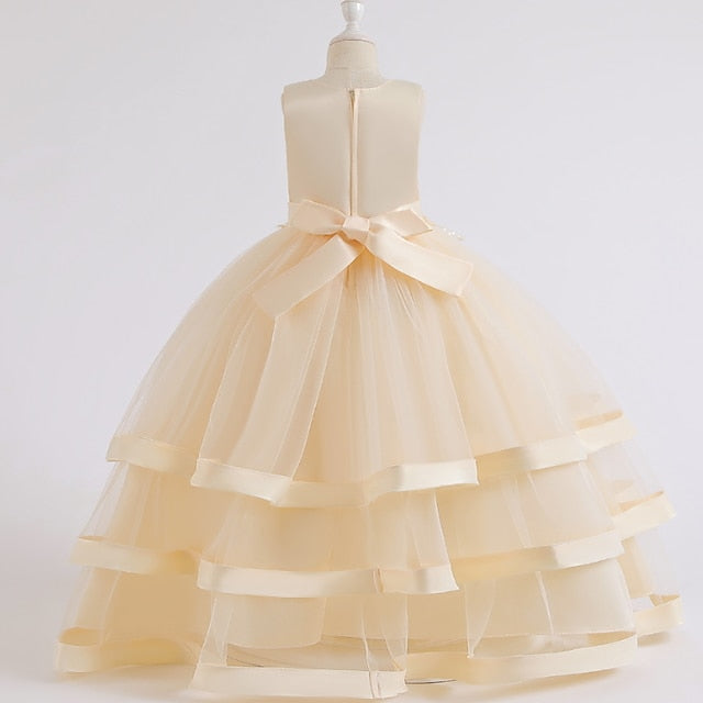Girls' Wedding Kids Colored Party Dress Solid Sleeveless FashionChic