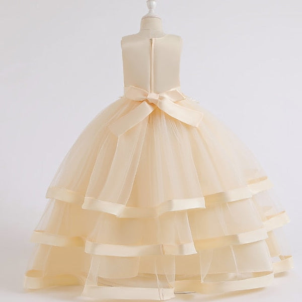 Girls' Wedding Kids Colored Party Dress Solid Sleeveless FashionChic