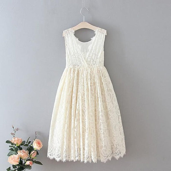 Solid Party Girls' Wedding Colored Sleeveless Kids Dress FashionChic