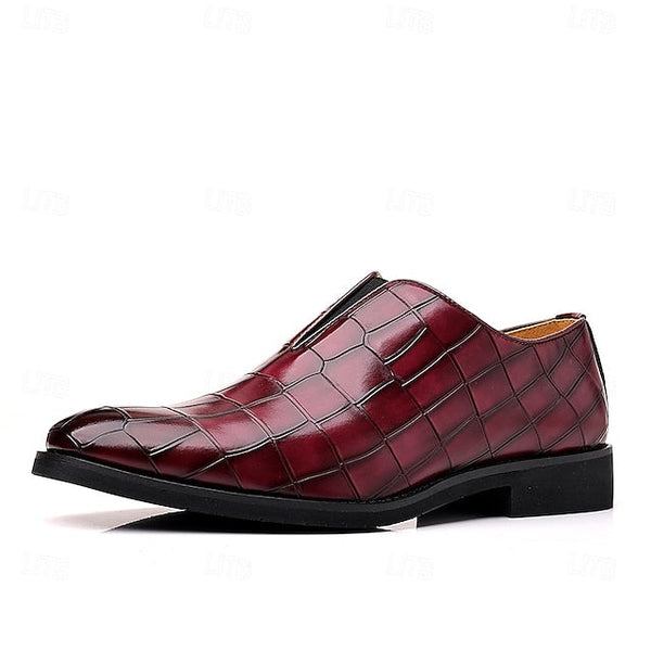 Shoes Pattern Men's Burgundy – Dress Crocodile Slip-On FashionChic