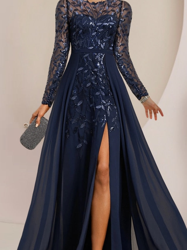 the Bride Mother Elegant Guest of Dress Jewel Wedding A-Line FashionChic