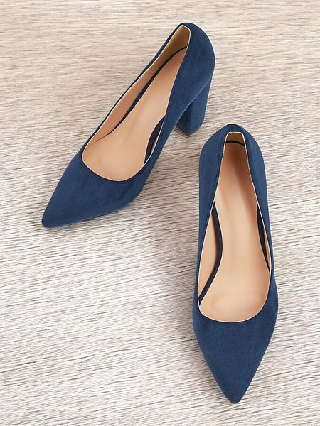 Classic Suede Women's Heel | Block Pointed High Heels Toe FashionChic