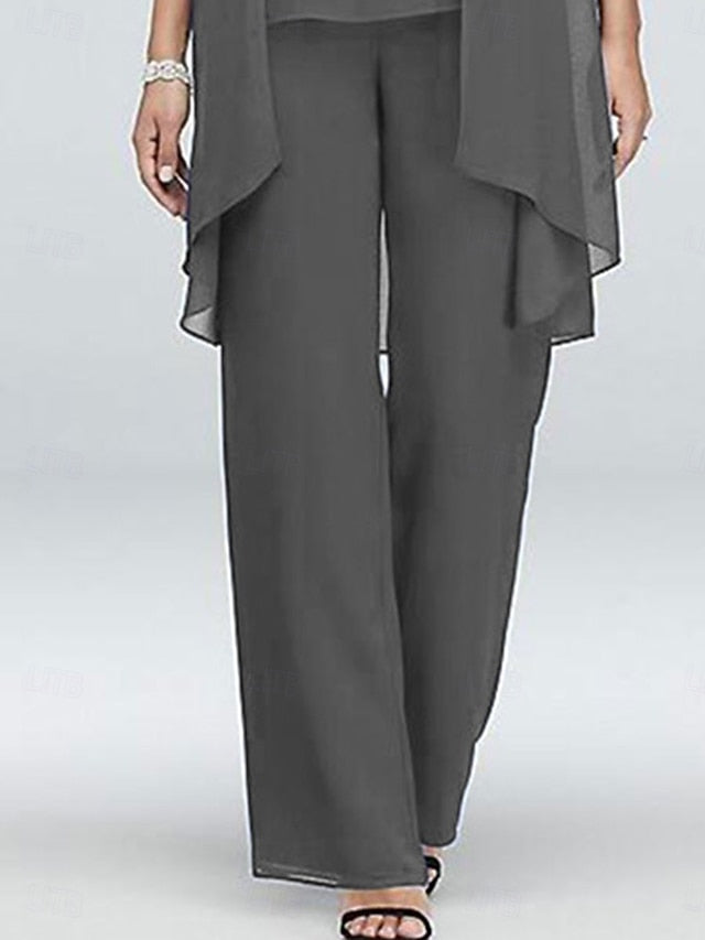 Crew of 3 Dress Elegant Neck the Vintage Mother Bride Piece FashionChic