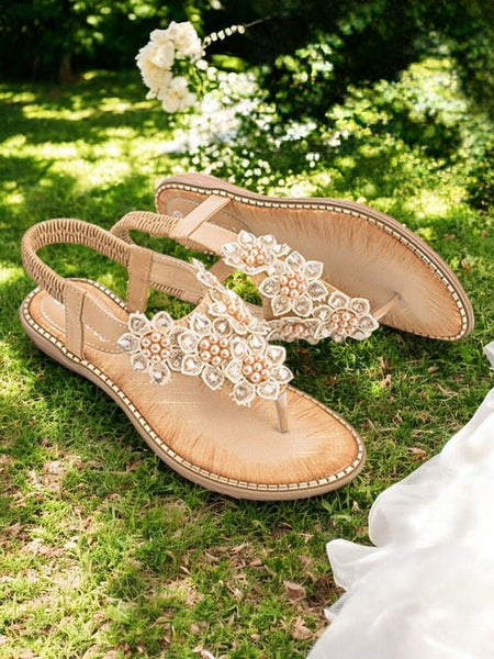Floral Slip-Ons Flat Comfortable with Design Beaded FashionChic
