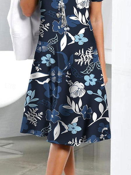 Women's Elegant Party Evening Midi Dress Crew Neck Short FashionChic