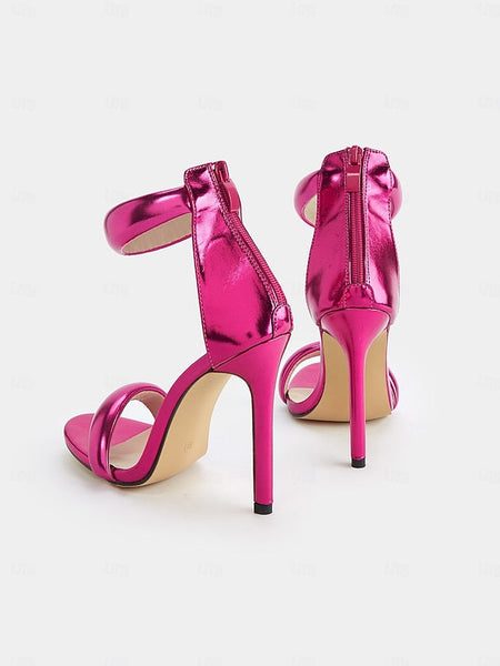 Ankle Women Fuchsia for Stiletto Heels - Metallic Strap FashionChic