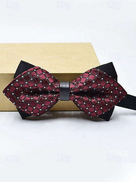 Geometric Bow with Christmas Pattern Tie Men's FashionChic
