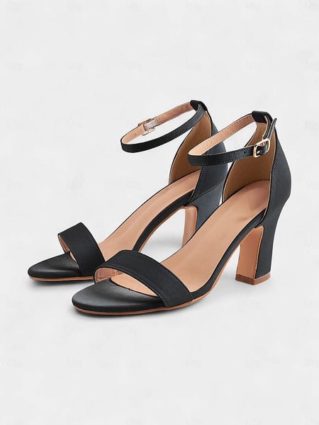 Women's Light Blue Heel Open High - Toe Sandals Ankle Strap FashionChic