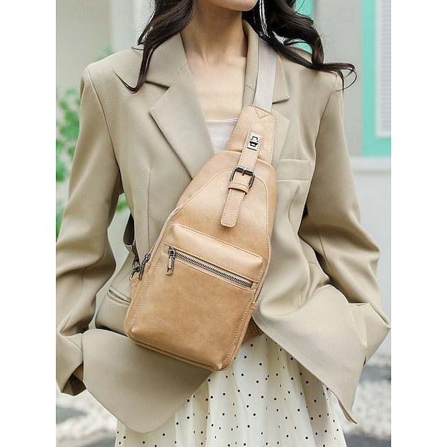 with Sling Faux Brown Bag Women's Leather Crossbody FashionChic