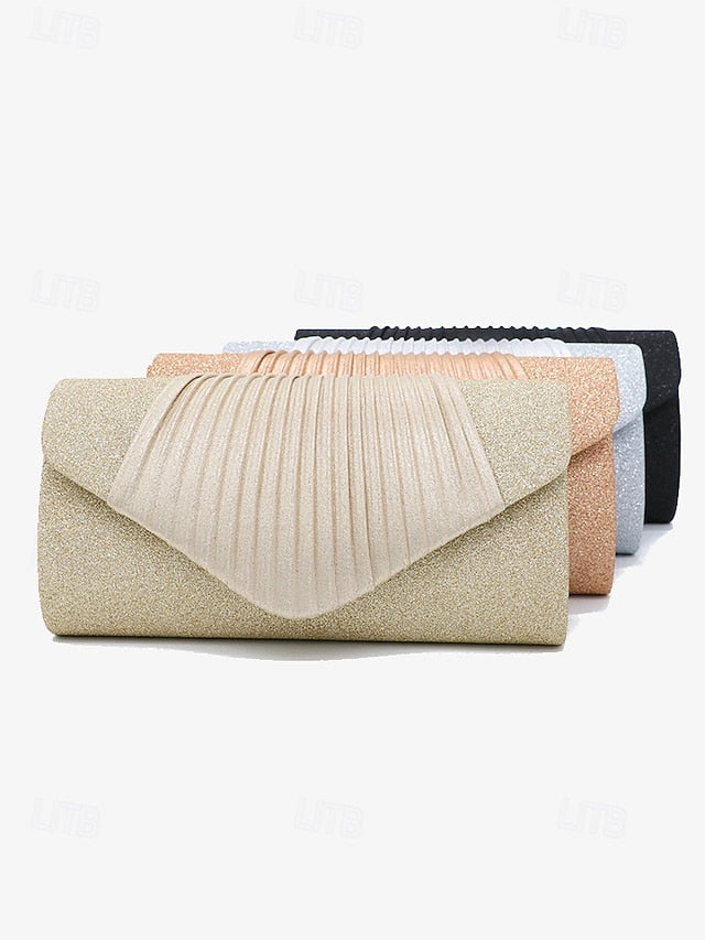 Clutch Design Champagne – Glitter Evening Bag Pleated with FashionChic