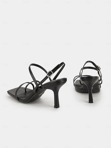 High Minimalist Heel Toe Women Square for Sandals - Strappy Nude FashionChic