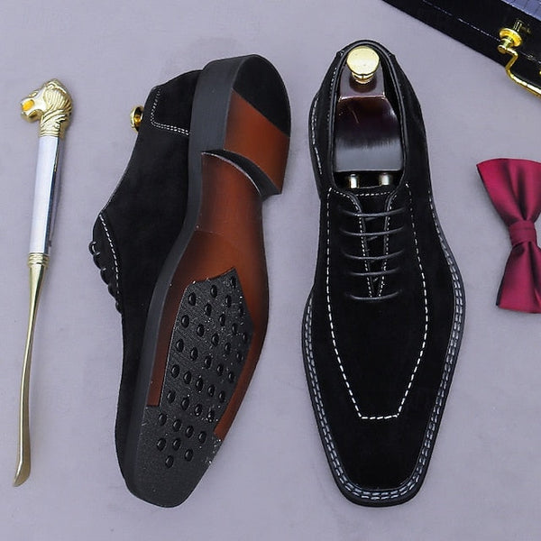 Derby Leather Genuine - Men's Suede Cowhide Classic Shoes FashionChic