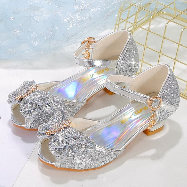 Bowknot – Glitter Sparkly Princess Silver Girls' Shoes FashionChic