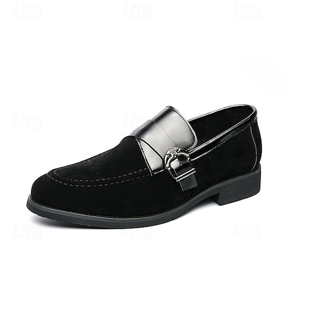 Patent and Leather Men's Loafers Strap Metal with Suede FashionChic