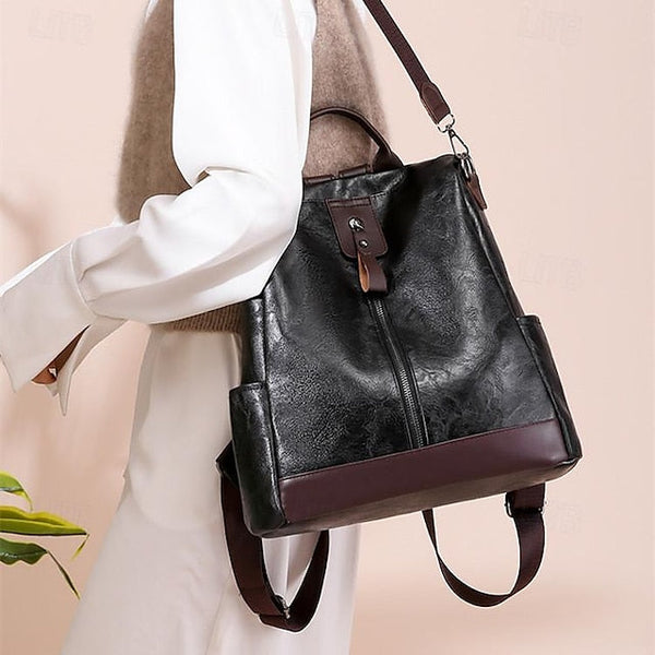 Convertible Backpack Faux Leather Caramel Purse Women's FashionChic