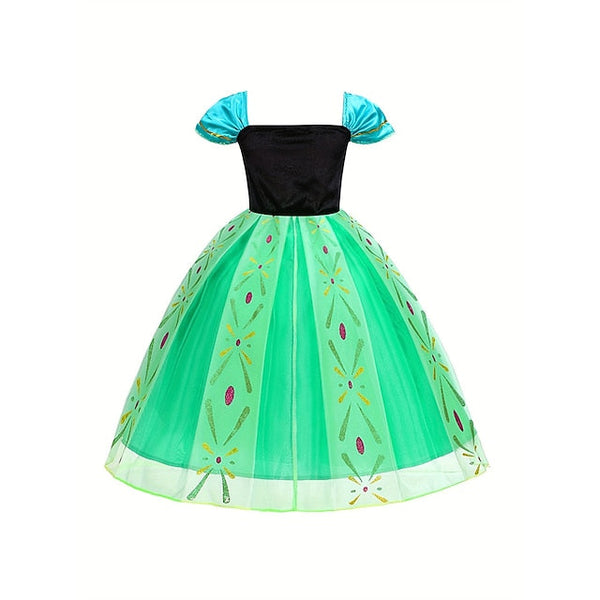 Frozen Dress Princess Girl Theme Anna Flower Fairytale Party FashionChic