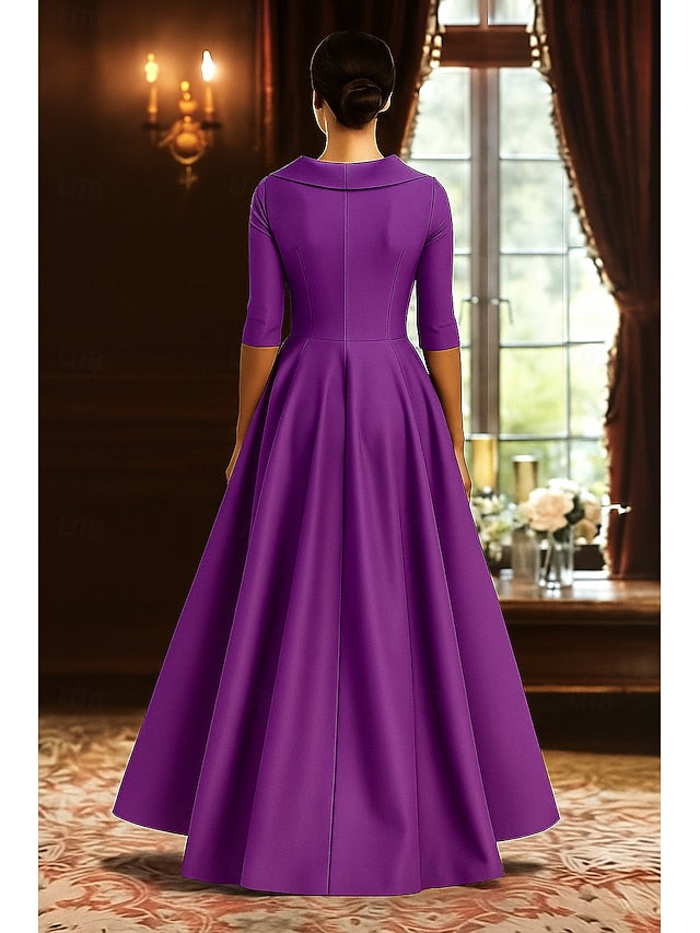 Dress of Black High Elegant Mother Bride A-Line Split Red the FashionChic